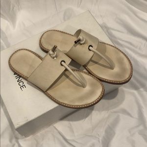 Vince Carlson Leather Thong Sandal White